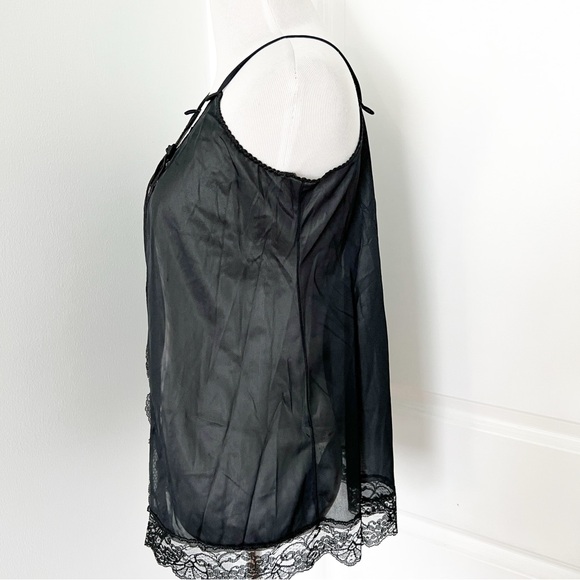 Vintage Elegant Black Lace Tie Front Camisole Top - Medium - Picture 2 of 5